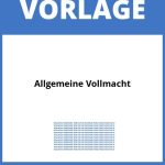 Allgemeine Vollmacht Vorlage WORD