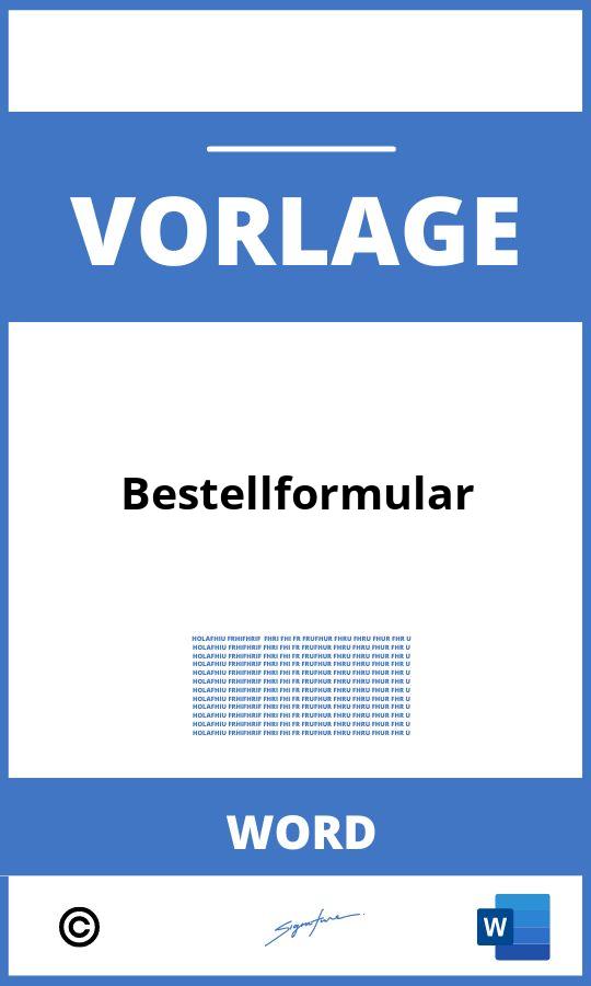 Bestellformular Vorlage