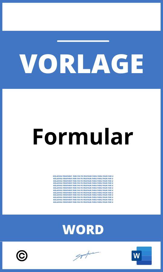 Formular Vorlage