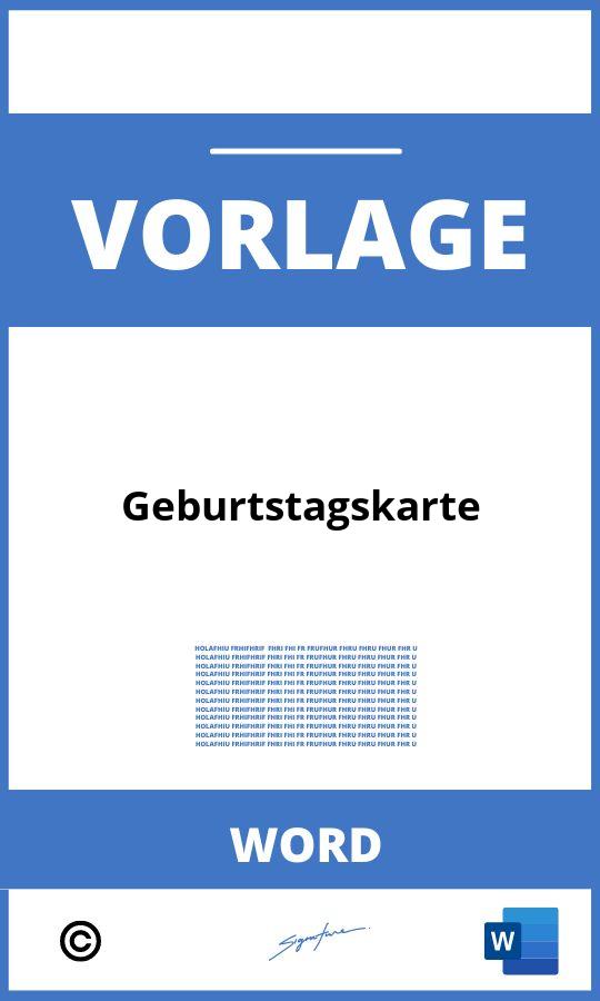 Vorlage Geburtstagskarte WORD