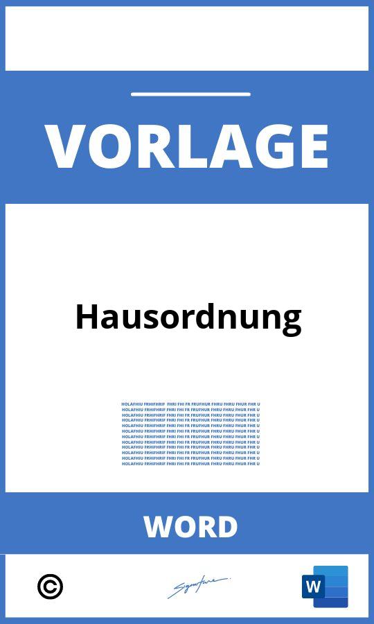 Hausordnung Vorlage