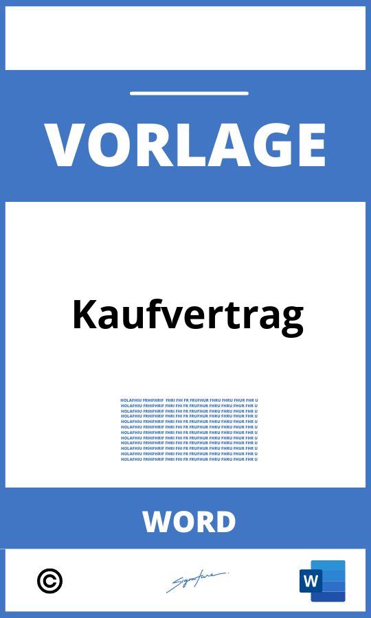 Kaufvertrag Vorlage