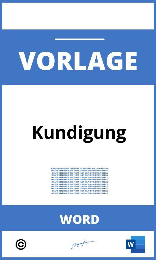 Kündigung Vorlage