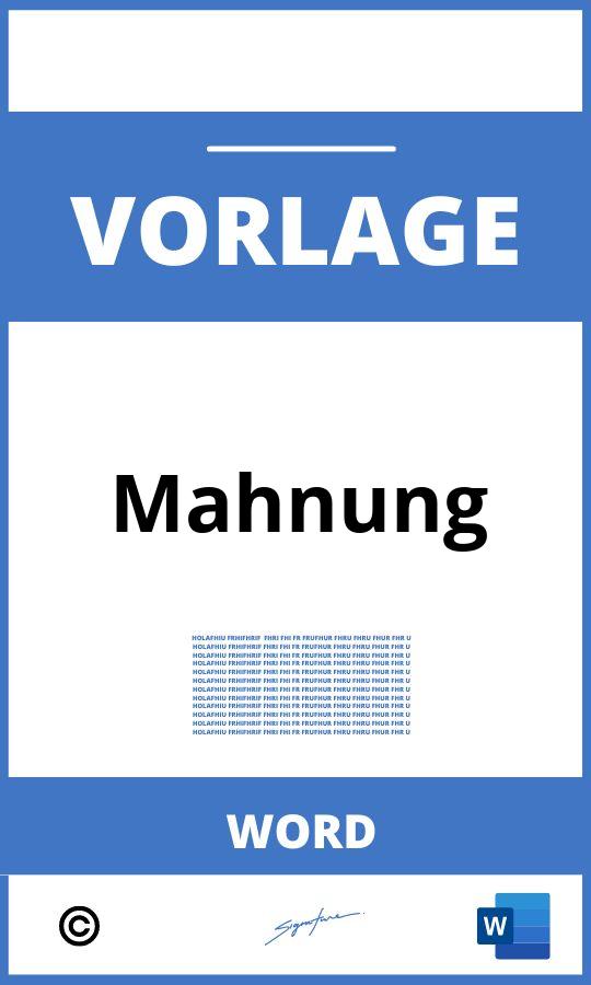 Mahnung Vorlage