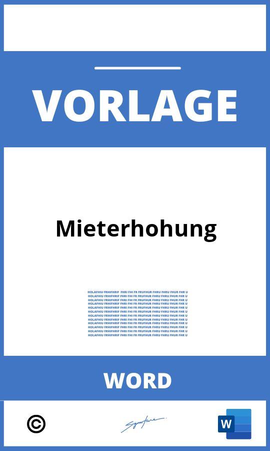 Mieterhöhung Vorlage