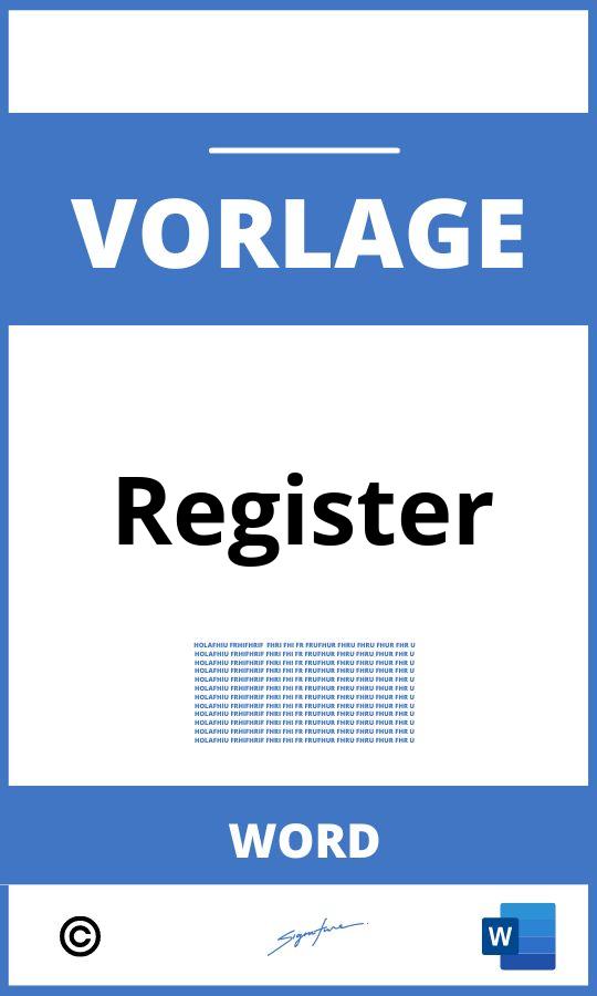 Register Vorlage