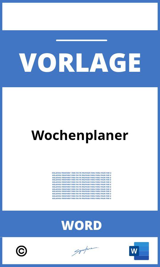 Wochenplaner Vorlage