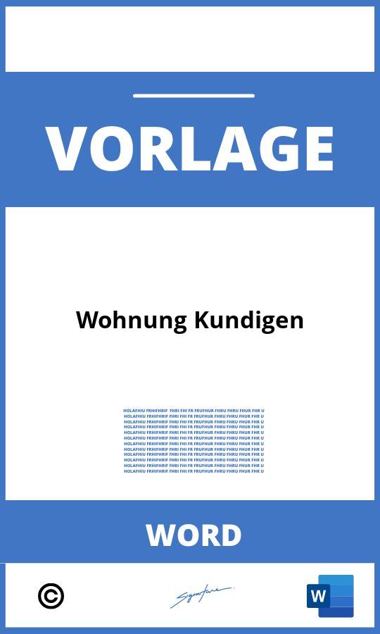 Wohnung Kündigen Vorlage